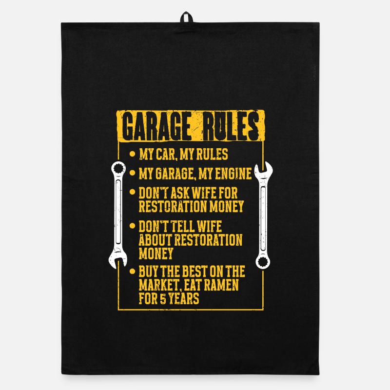 Auto Restauration Garage Rules Organic Geschirrtuch