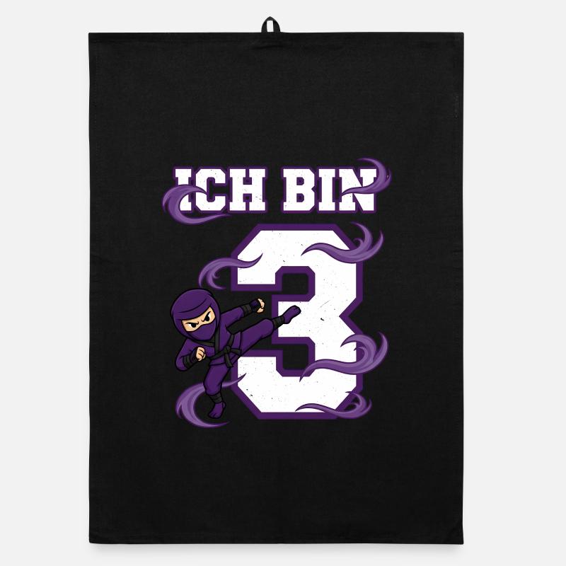 I'm 3 Ninja 3rd Birthday Purple Karate Organic dish towel