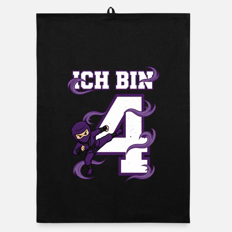 Ich bin 4 Ninja 4. Geburtstag Lila Karate Organic Geschirrtuch