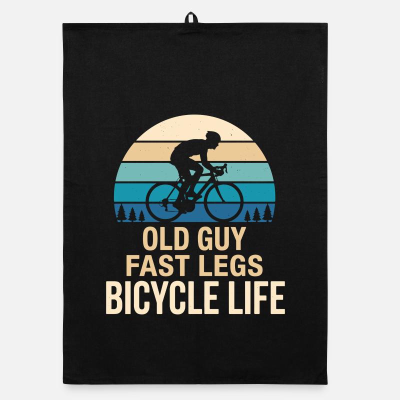 Old Guy Fast Legs Bicycle Life Retro Organic Geschirrtuch