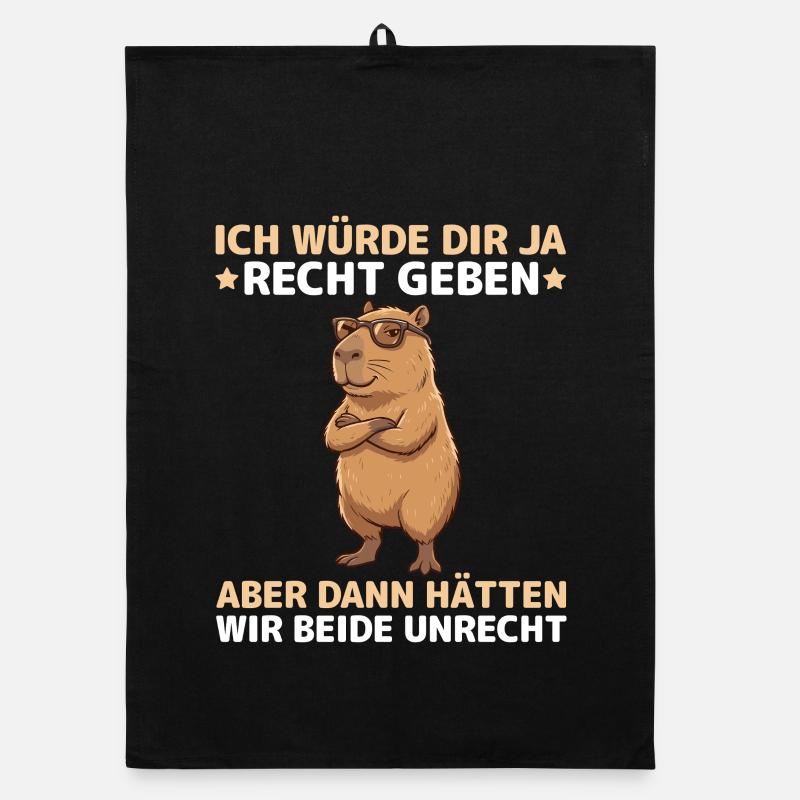 Capybara Spruch: Dann hätten wir beide Unrecht Organic Geschirrtuch