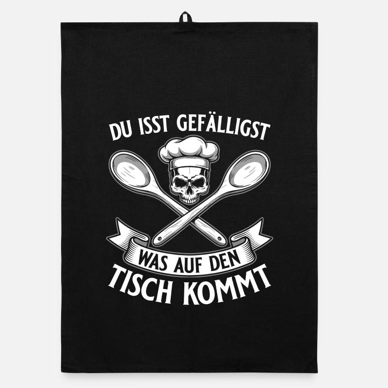 Tu manges ce qui est sur la table - Koch Totenkopf Torchon bio