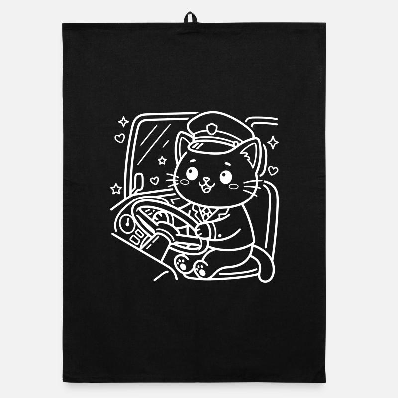 Chauffeur de bus Kawaii Cat Torchon bio