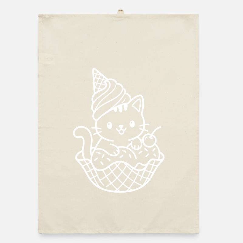 Kawaii Katze Eiscreme Organic dish towel