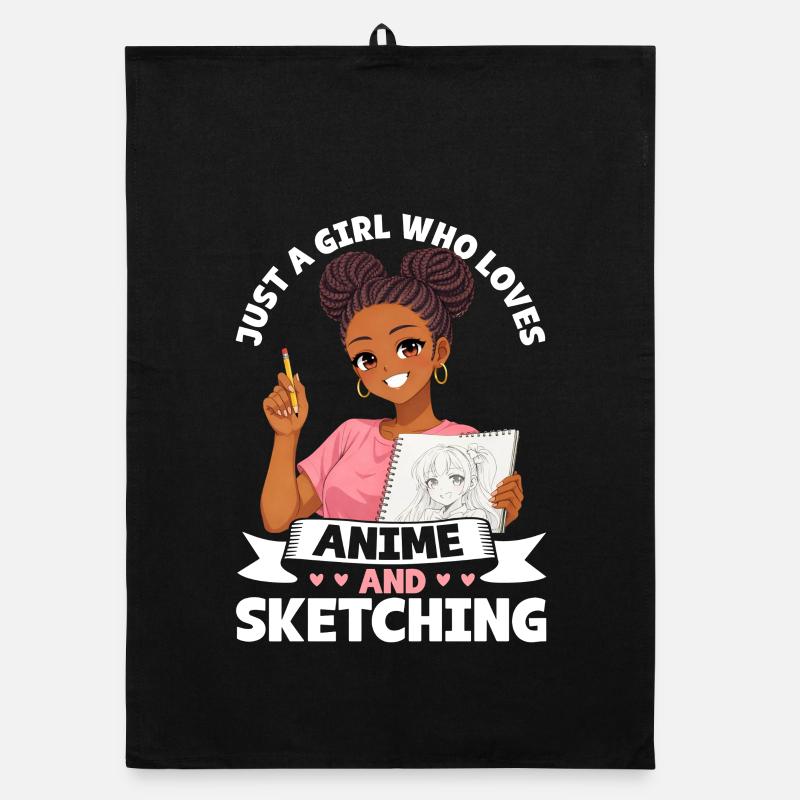 Nur Ein Mädchen, Das Anime Liebt Und Afro Zeichnet Organic Geschirrtuch