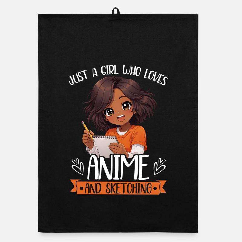 Nur Ein Mädchen, Das Anime Liebt Und Afro Zeichnet Organic Geschirrtuch