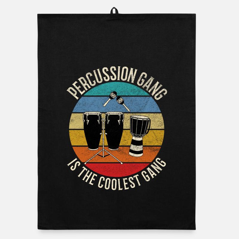 Percussion Gang Coolest Retro Sunset Drum Design Organic Geschirrtuch