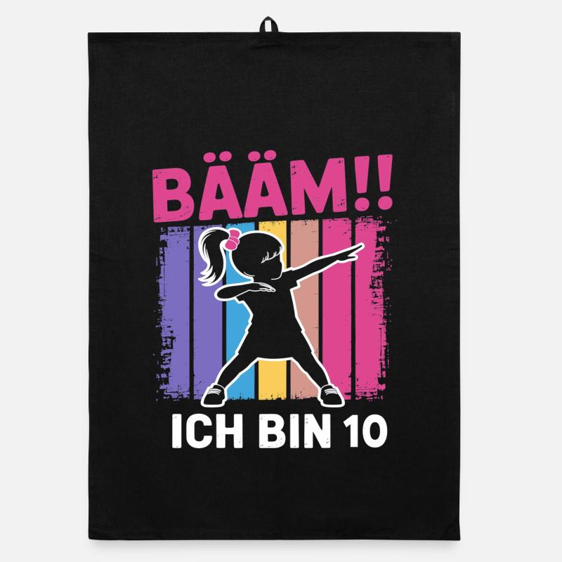 Bääm Ich bin 10 Dabbing Mädchen 10. Geburtstag - Organic Geschirrtuch - Schwarz