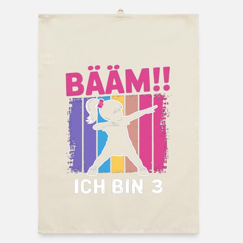 Bääm Ich bin 3 Dabbing Mädchen 3. Geburtstag Organic Geschirrtuch