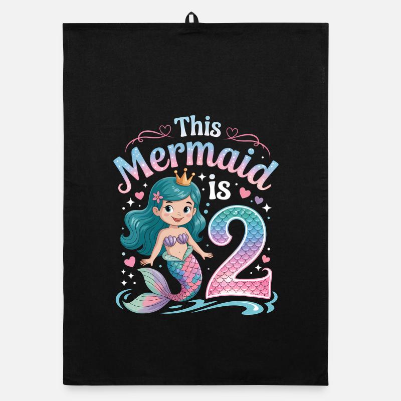 Sirène 2e anniversaire 2 ans Torchon bio