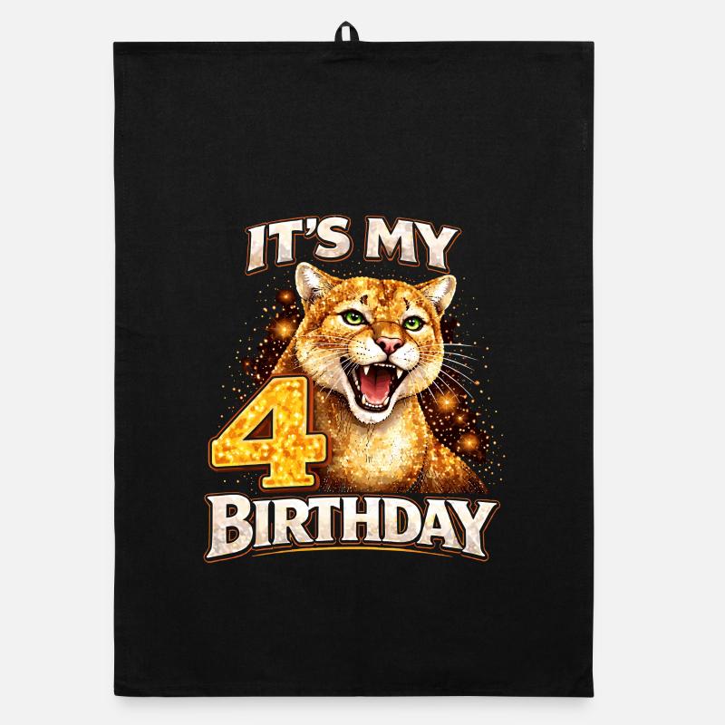 C’est mon 4e anniversaire léopard Kinder Geburtstag Torchon bio