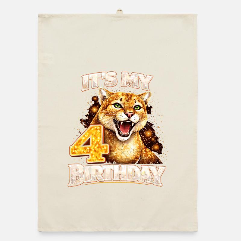 C’est mon 4e anniversaire léopard Kinder Geburtstag Torchon bio