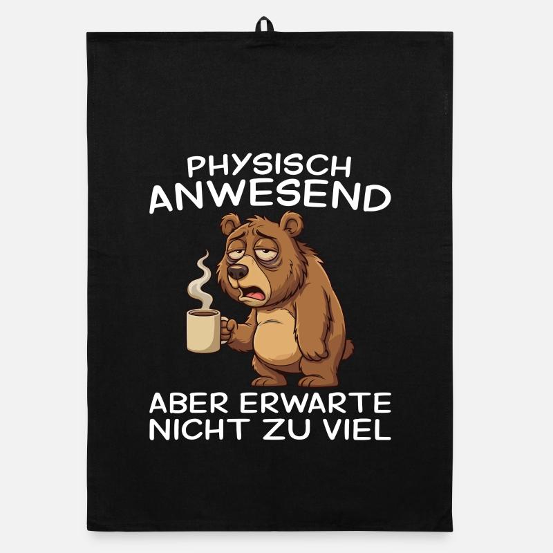 Physically Present Bear Humor Morning Grouch Organic dish towel