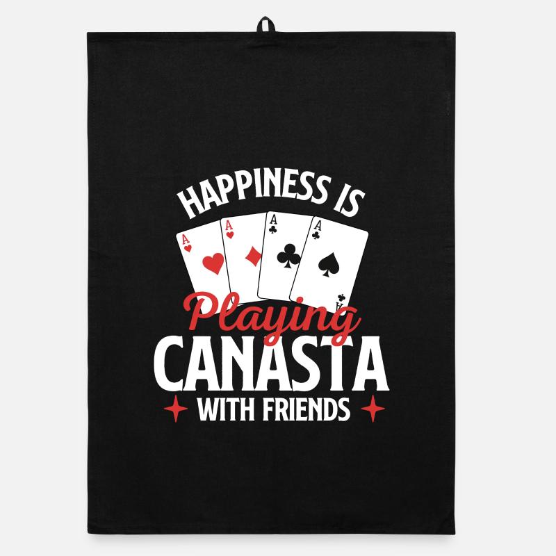 Happiness Playing Canasta With Friends Organic dish towel
