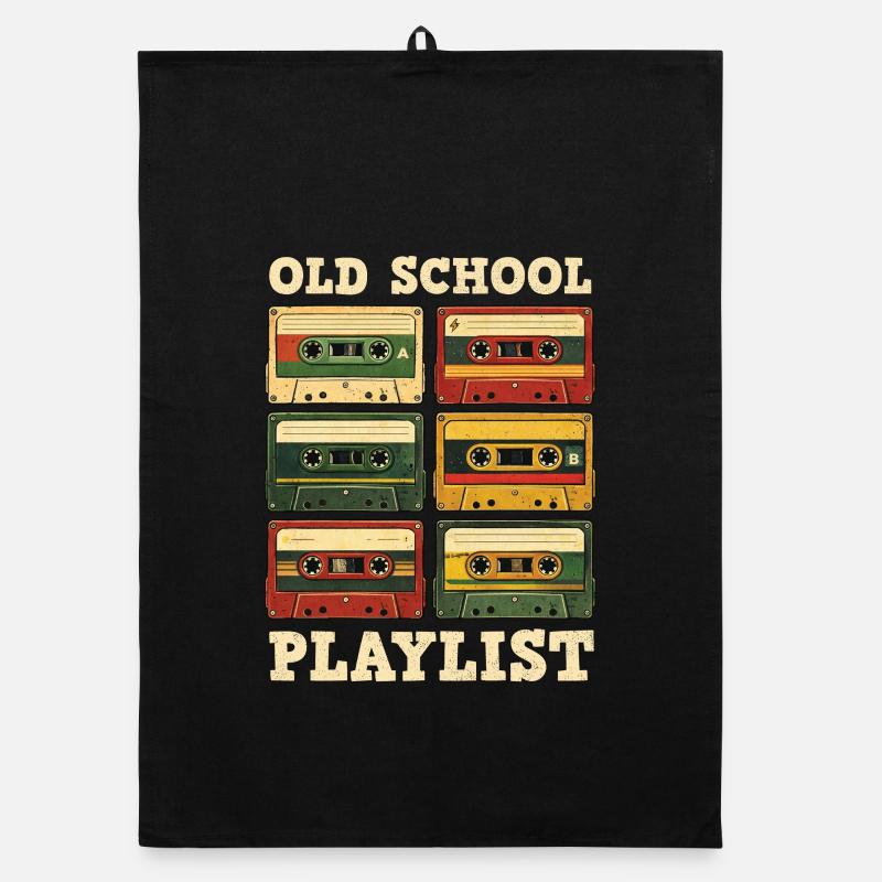 Old School Playlist Retro 80s Music Organic dish towel