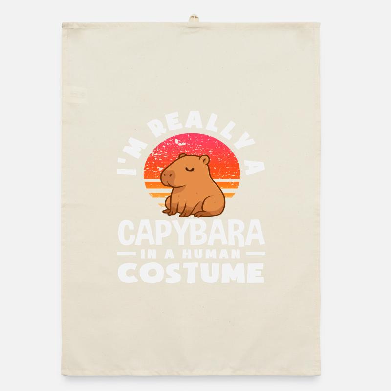 Truly a Capybara Human Costume Capybaras Organic dish towel