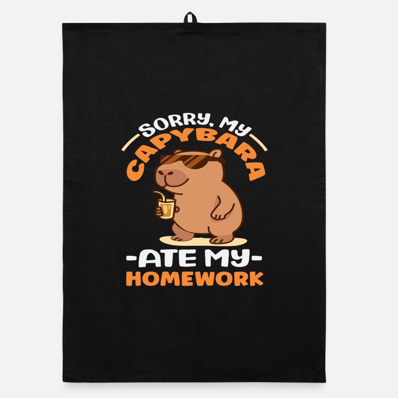 Désolé, mon capybara a mangé mes devoirs. Mignon, drôle. Torchon bio