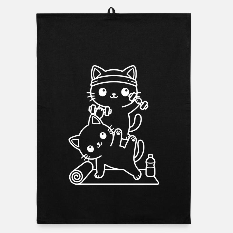 Kawaii cats training Organic dish towel