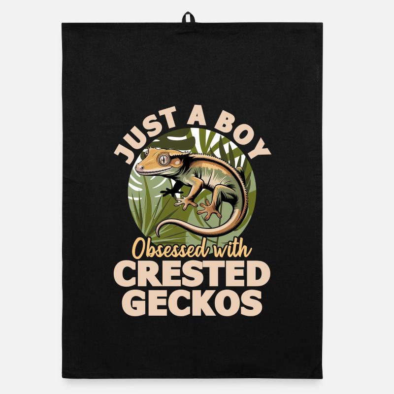 Funny Reptile Crested Gecko Organic dish towel