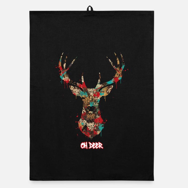 Deer Graffiti Organic dish towel