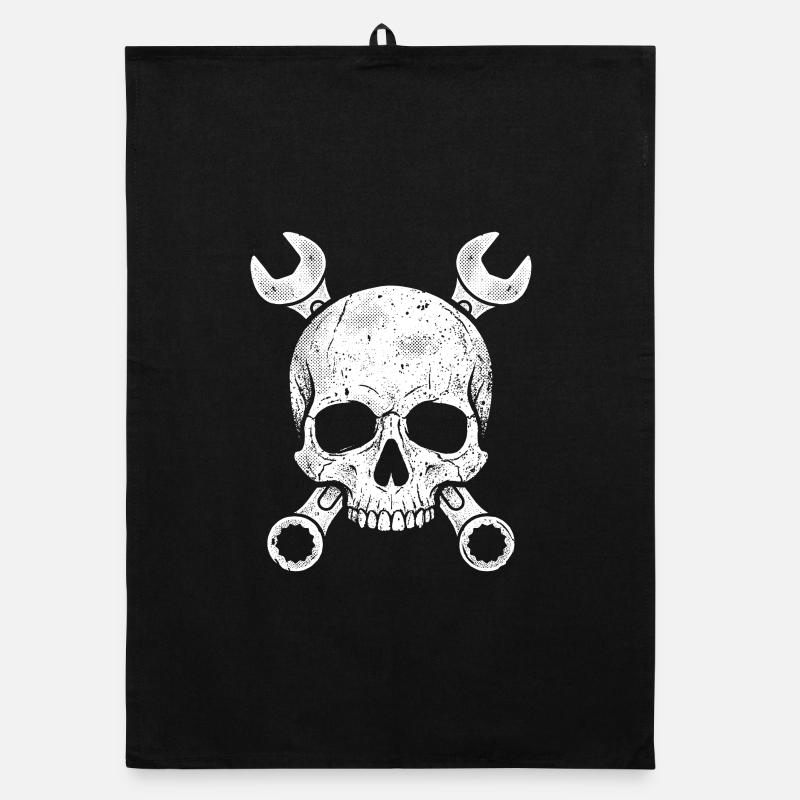 Mechanic Skull Screwdriver Workshop Gift Organic dish towel