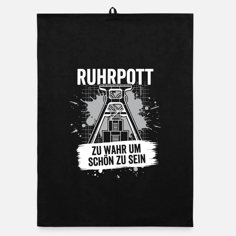 Ruhrpott Förderturm Geschenk Zeche Heimat Bergbau - Organic Geschirrtuch - Schwarz