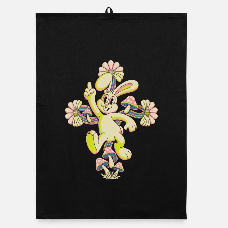 Pastel Bunny Disco Dance Organic dish towel