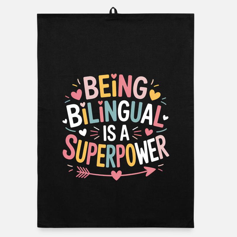 Expressions en langue étrangère Cadeau drôle en langue étrangère Torchon bio