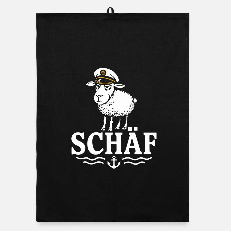 Sheep Funny Sheep Captain for Sailors Seafarers Organic dish towel