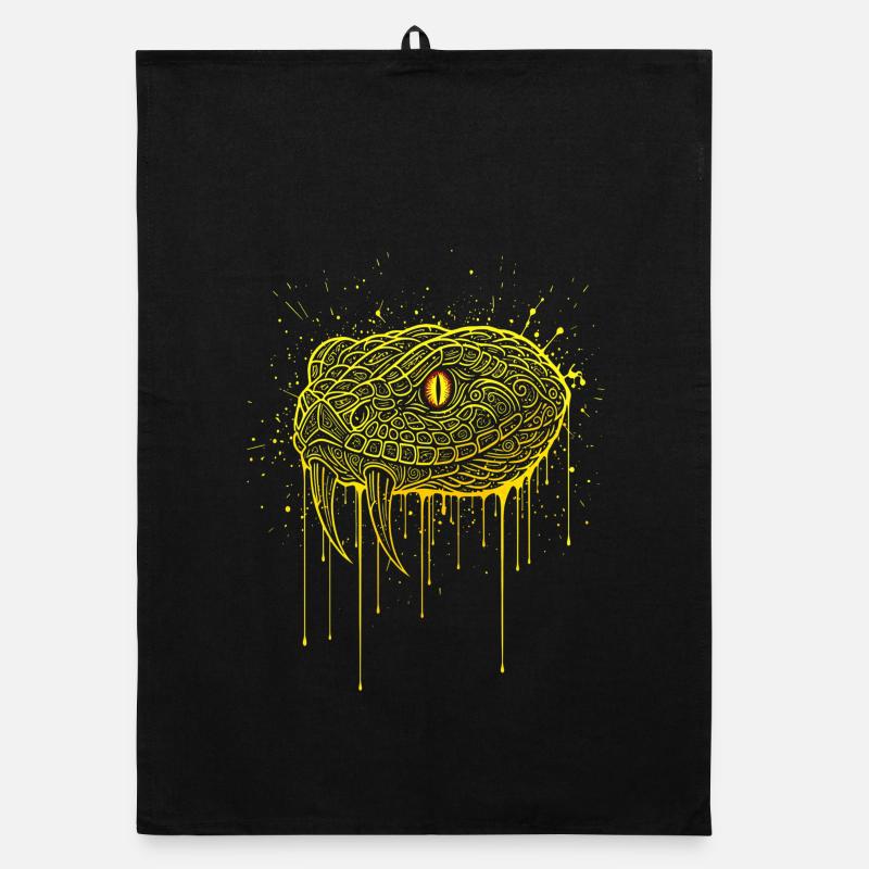 Tête de serpent serpent de vipère dorée Torchon bio