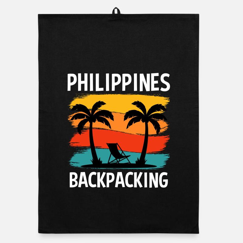 Philippines Backpacking Sunset Design Organic Geschirrtuch