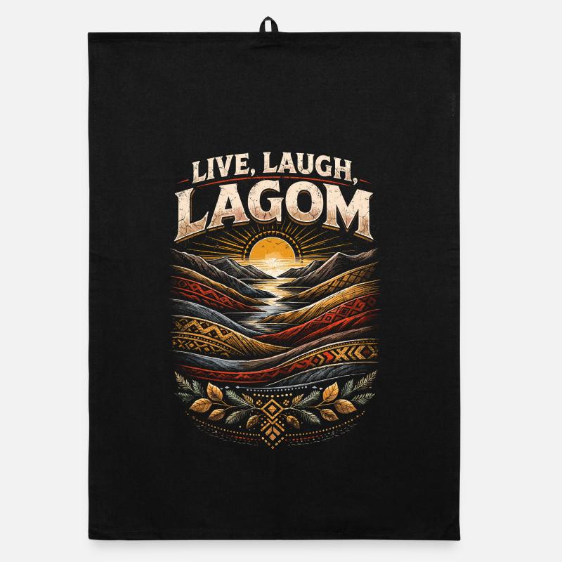 Skandinavisch Wikinger Live Laugh Lagom Organic Geschirrtuch