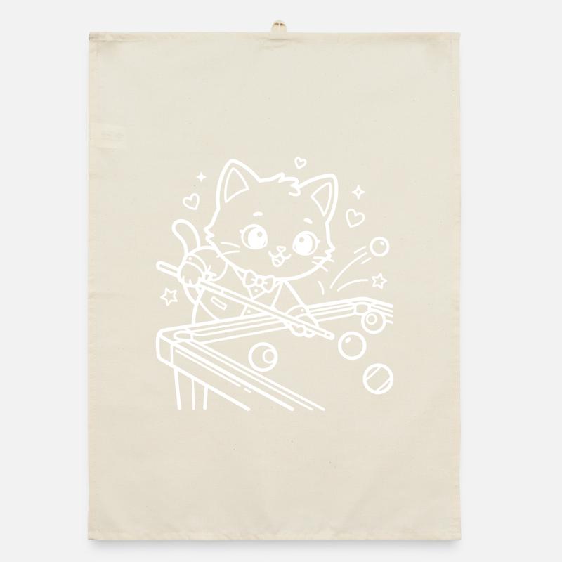 Billard Kawaii Katze Queue Sport Organic Geschirrtuch