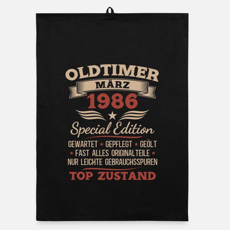 40. Geburtstag Geschenk Mann Oldtimer März 1986 Organic Geschirrtuch
