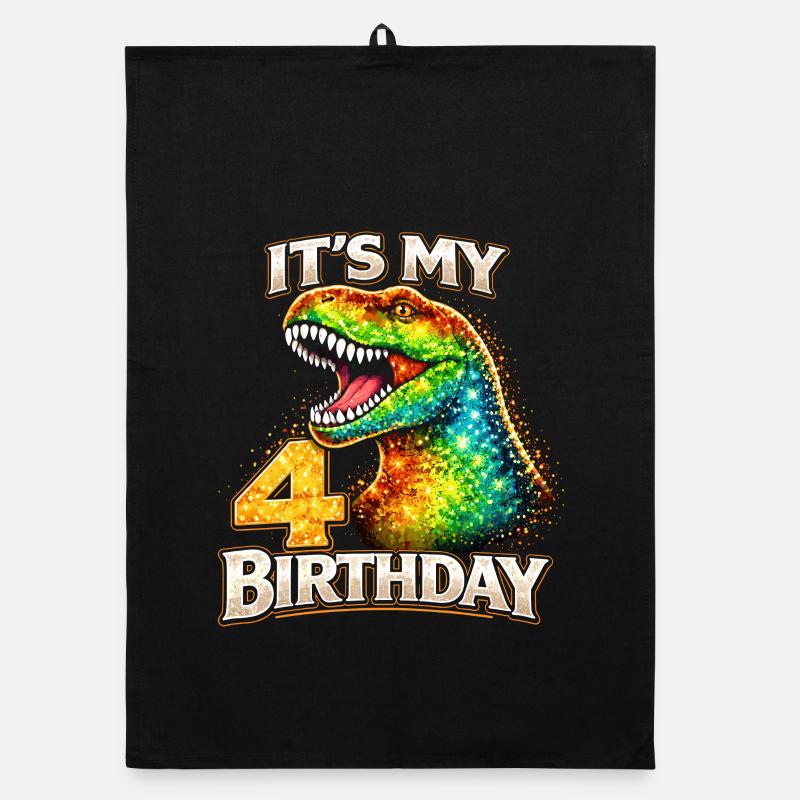 Its My 4 Birthday Dino Geburtstag Organic dish towel