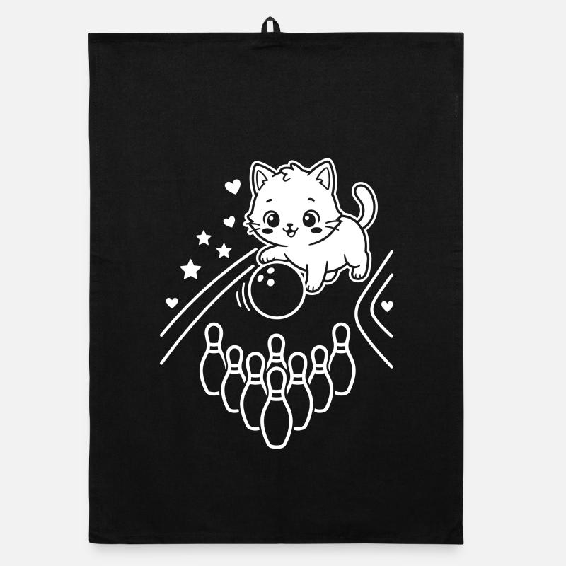 Kawaii Cat Bowling Torchon bio