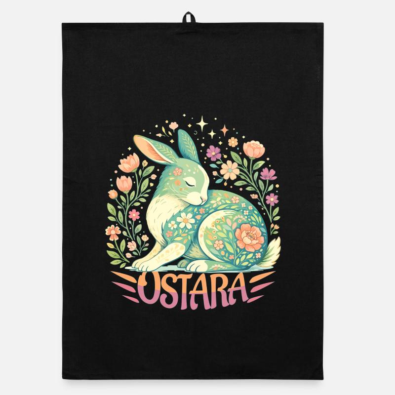 Ostara Blessings Happy Easter Ostara Rabbit Organic dish towel