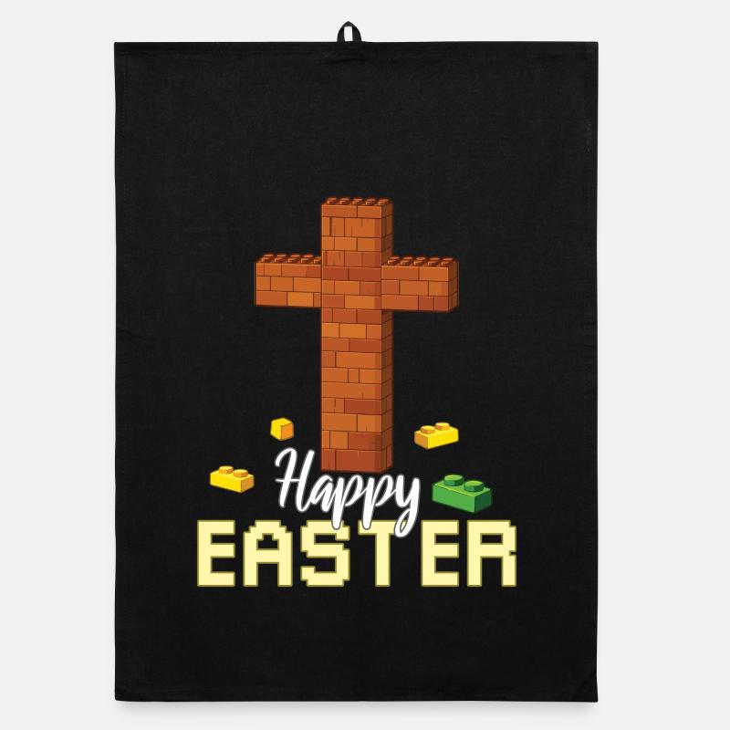 Master Builder Brick Builder Cross Happy Easter Organic dish towel