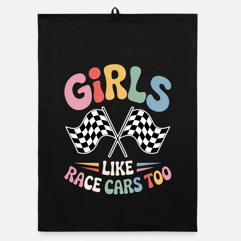 Cadeau de voitures de course de filles Torchon bio