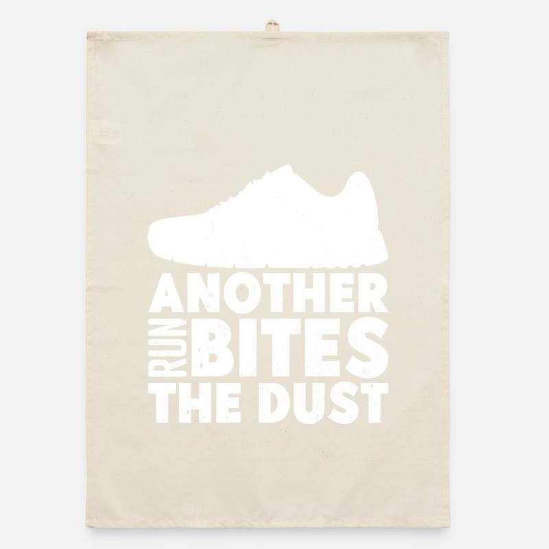 Marathon Runner Another Run Bites The Dust Running Organic dish towel