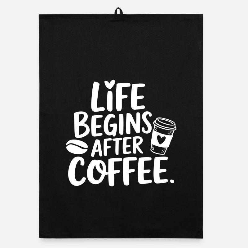 Life Begins After Coffee Organic Geschirrtuch