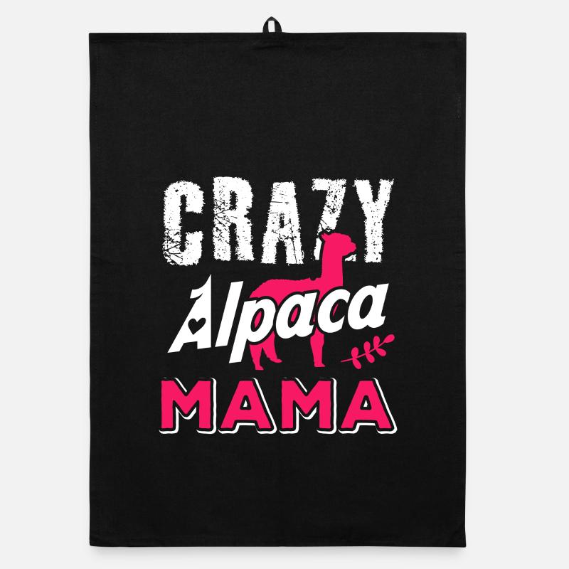 Crazy Alpaca Mama Funny Alpaca Lover Design Organic dish towel