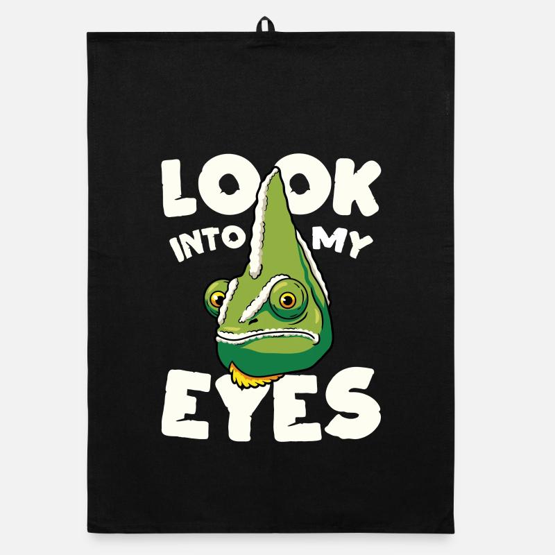 Regarde-moi dans les yeux, design caméléon drôle Torchon bio