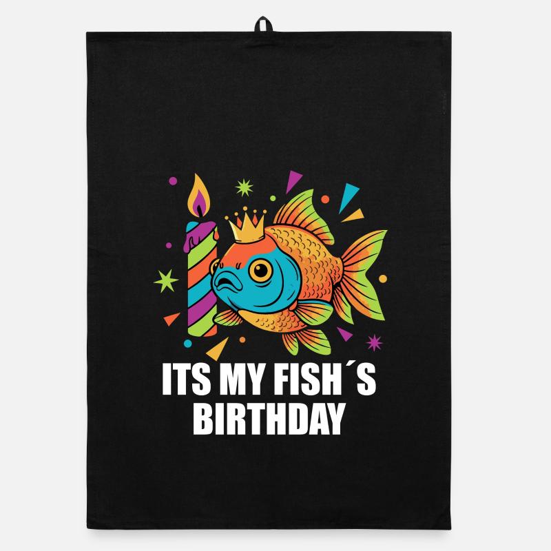 Its My Fish's Birthday Goldfish Organic dish towel