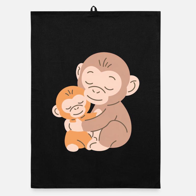 Les singes s’embrassent : Mère et Bébé Torchon bio
