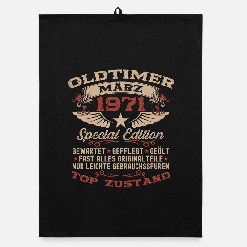 55. Geburtstag Geschenk Mann Oldtimer März 1971 Organic Geschirrtuch