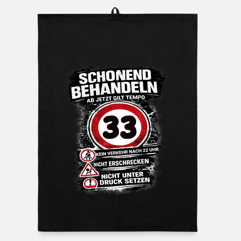 Traitez doucement Panneau de circulation 33 anniversaire Torchon bio