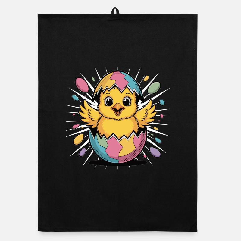 Cute Easter Chick in Egg Shirt Organic dish towel