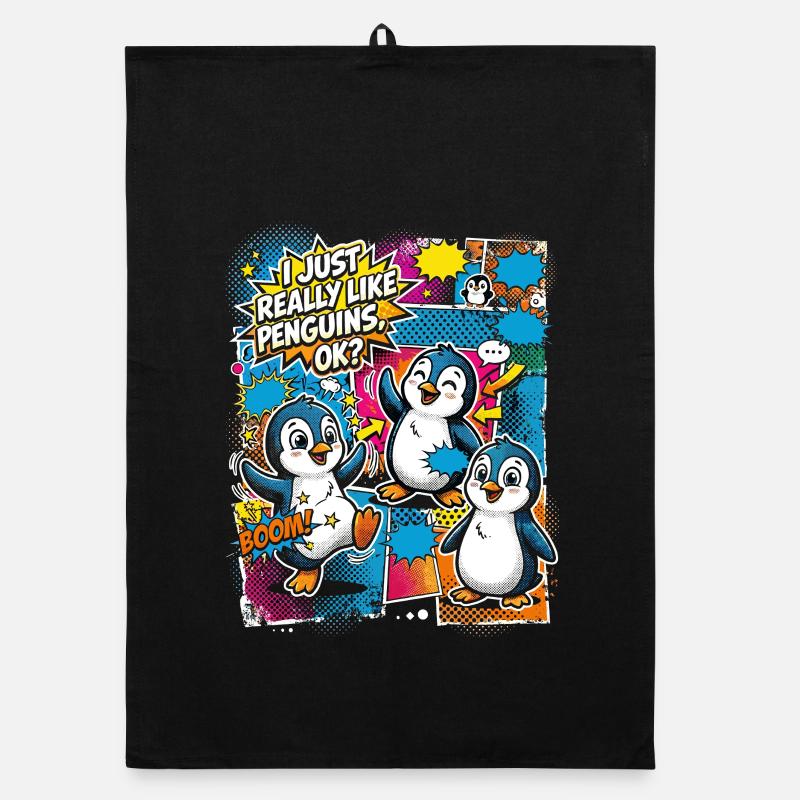 Collage de bandes dessinées Penguin Pop Art Torchon bio