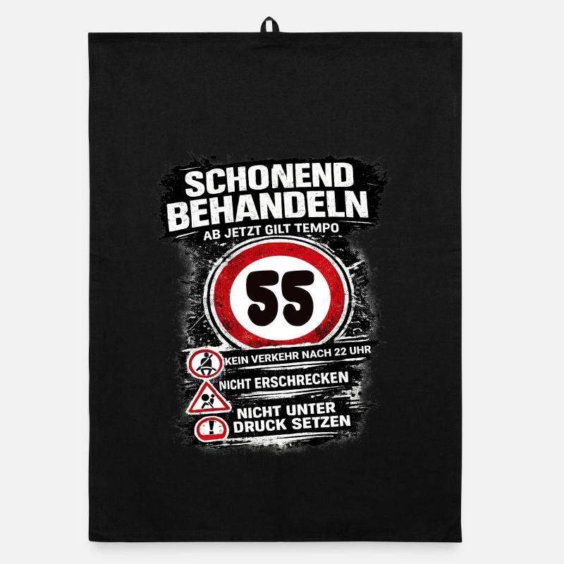 Traitez doucement Panneau de circulation 55 anniversaire Torchon bio